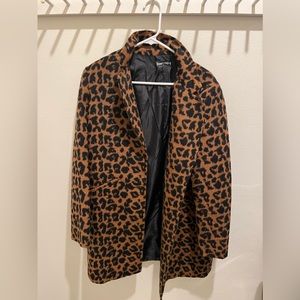 Cheetah long pea coat